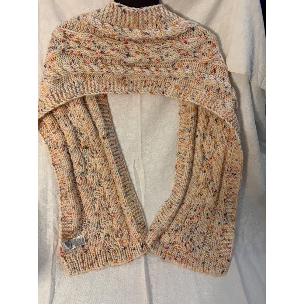 Gap Cable Knit Cottagecore Hygge Boho Chic ShrugCream Confetti Chunky Winte Wrap